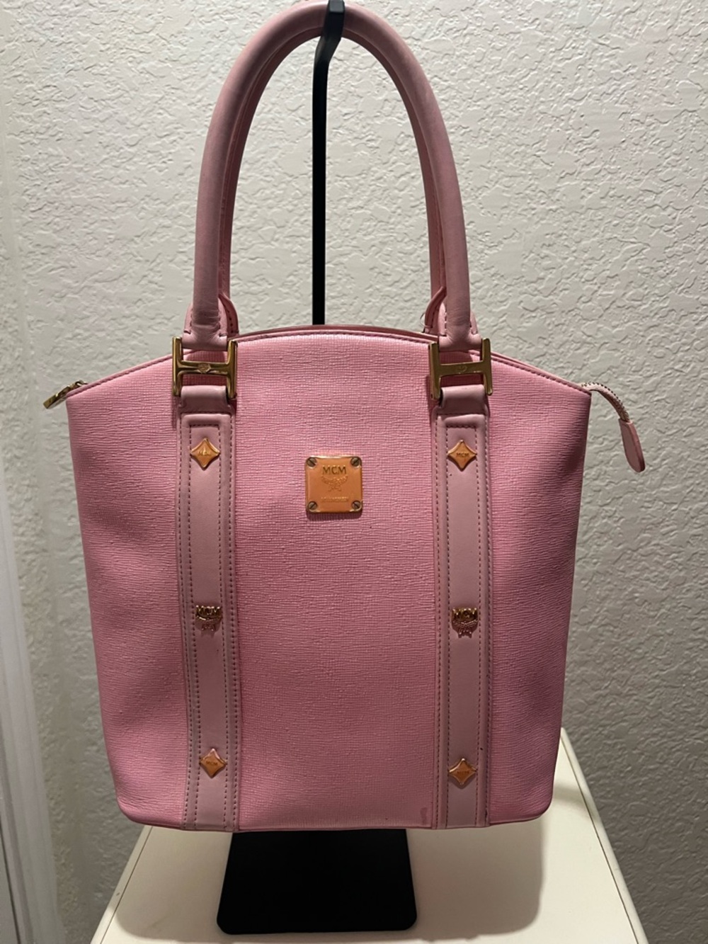 MCM Pink Bag with Gold Hardware